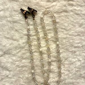 Vtg Shrug and Cardigan Clips - Clear sparkly Beaded chain with clips